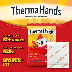 ThermaHands Hand Warmers [100 Pack] - Premium Quality (Duration: 12 + Hours of Heat) Air-Activated, Convenient, Safe, Natural, Odorless, & Long Lasting Warmers