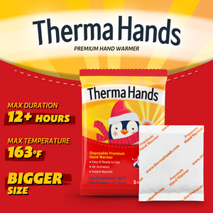 ThermaHands Hand Warmers [9720 Pack-1 pallet] - Premium Quality (Duration: 12 + Hours of Heat) Air-Activated, Convenient, Safe, Natural, Odorless, & Long Lasting Warmers. 54 BOX(180 Packets/Box)